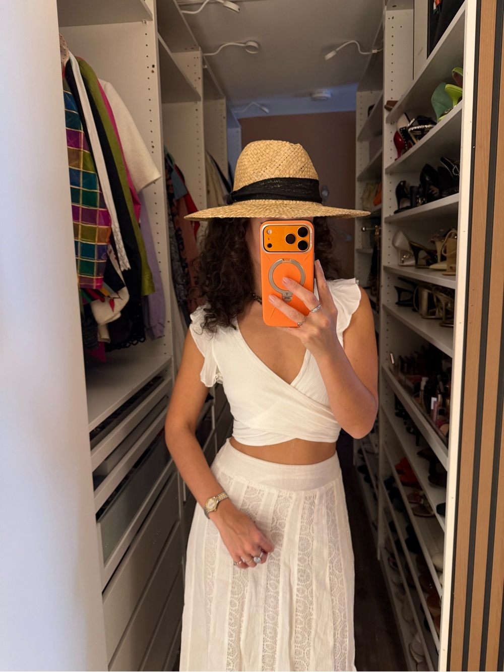 Olivaceous White Wrap Crop Top with Cap Sleeves